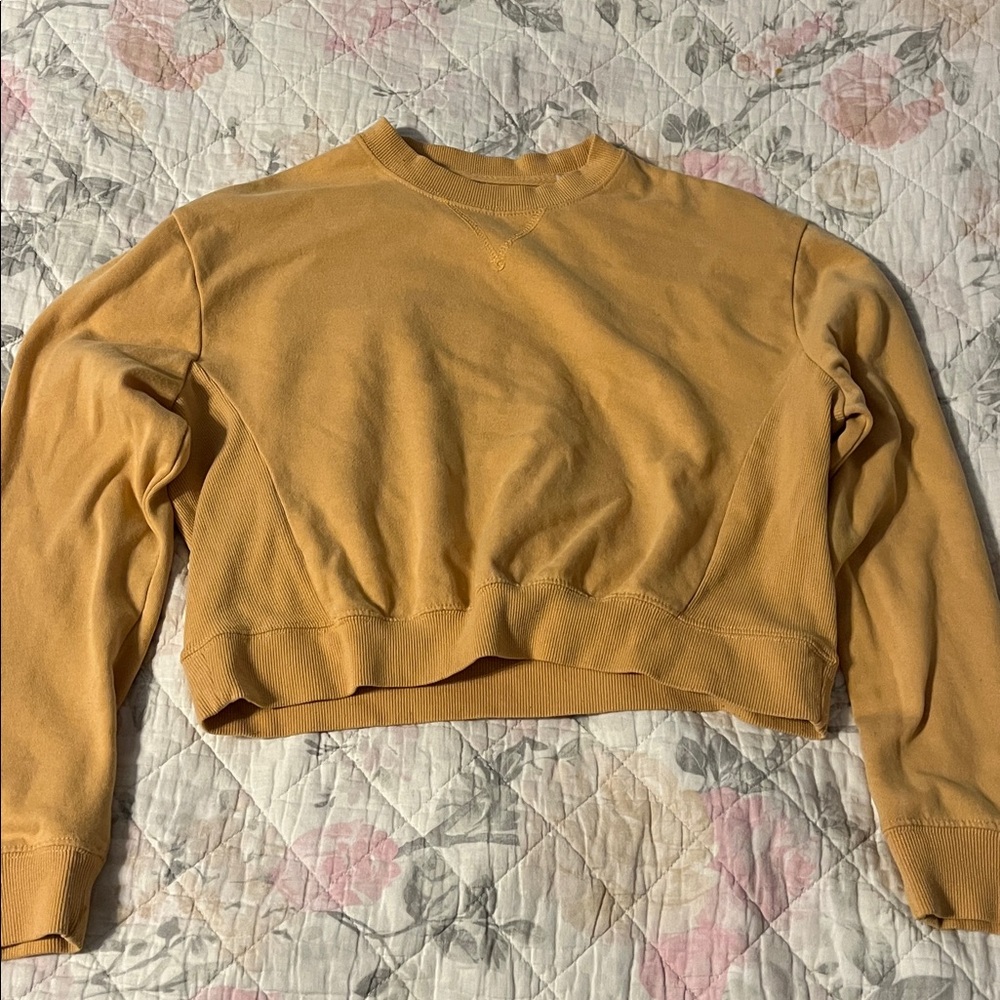La Hearts Mustard Yellow Cropped Sweatshirt
